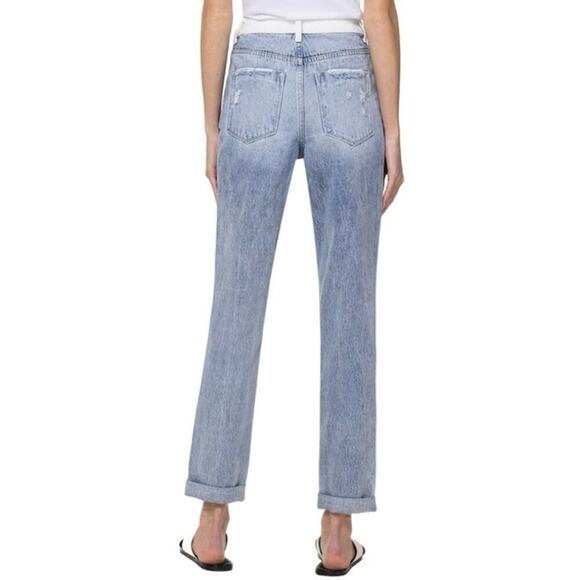 Vervet Steady Heart Split Two Tone Mom Jeans Distressed Blur White V2804 Size 30 - Picture 2 of 12